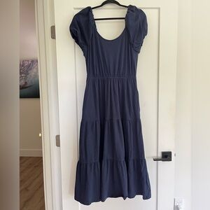 🌌 Skies Are Blue Navy Puff Sleeve Maxi Dress – From Called to Surf 🌌